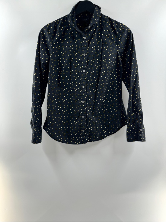 J. Crew Tops - J.Crew Perfect Button Down Shirt Women's Size 2 Black Gold Polka Dot